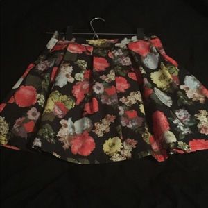 Pleated Floral Skirt